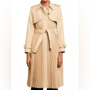 NWT Wilson Jackets Classic Beige Pleated Trench Coat Medium
